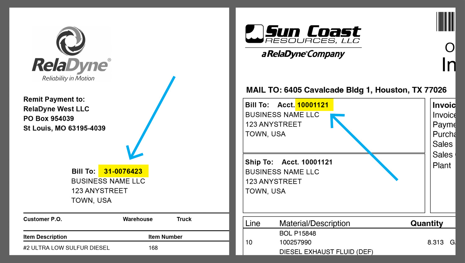 Where to find your account number on an invoice