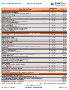 oil analysis pricing